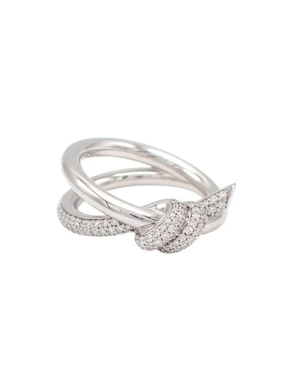 Tiffany & Co Knot Double Row Ring White Gold Diamond